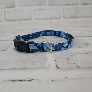 Blue Floral 1/2" X-Small Buckle Collar  7"-11"