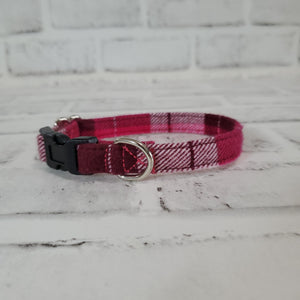 Pink Flannel Plaid 1/2" X-Small Buckle Collar  7"-11"