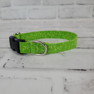 Green Floral 5/8" X-Small Buckle Collar  7"-11"