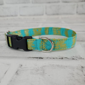 Aqua and Gold 5/8" X-Small Buckle Collar  7"-11"