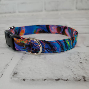 Psychedelic Swirl Blue 5/8" X-Small Buckle Collar  7"-11"