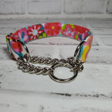 Groovy Florals 1" Small Chain Martingale Collar 10"-15"