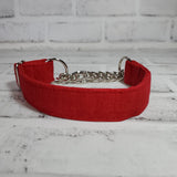 Plain Red 1" Small Chain Martingale Collar 10"-15"