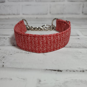 Red Scroll  1" Small Chain Martingale Collar 10"-15"