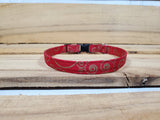 Red with Gold Swirls Cat Collar 3/8"