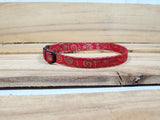 Red with Gold Swirls Cat Collar 3/8"