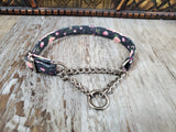 Boho Floral 1/2" X-Small Chain Martingale Collar  9"-11"