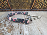 Boho Floral 1/2" X-Small Chain Martingale Collar  9"-11"