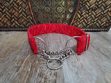 Red Roses 1.5" Large Chain Martingale Collar 17"-24"