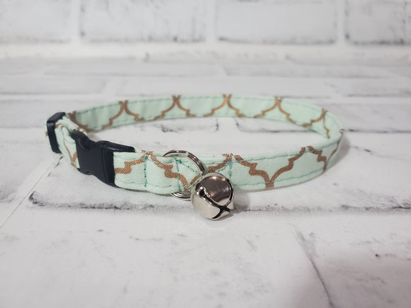 Mint and Gold Cat Collar 3/8