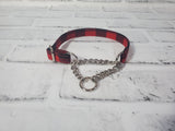 Buffalo Plaid 1/2" X-Small Chain Martingale Collar  9"-11"