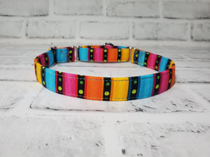 Rainbow Stripes and Polkadots 3/4" Medium Martingale Collar 12"-19"