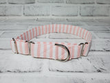 Pink and White Stripes 1" Medium Martingale Collar 12"-19"