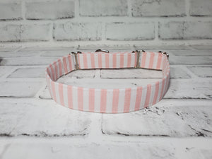 Pink and White Stripes 1" Medium Martingale Collar 12"-19"