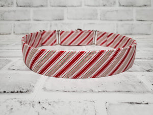 Candy Cane Stripes Red 1.5" XL Martingale Collar 17"-28"