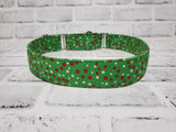 Green and Red Polka Dots 1.5" XL Martingale Collar 17"-28"