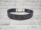 Navy and Gold Geometric 1.5" XL Chain Martingale Collar 17"-28"