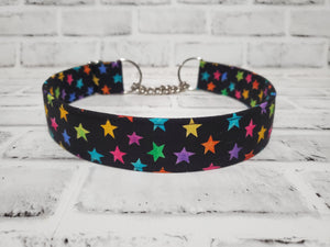 Rainbow Stars 1.5" XL Chain Martingale Collar 17"-28"