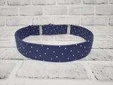 Navy and White Polka Dots 1.5" XL Martingale Collar 17"-28"