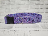 Purple Paisley 1.5" XL  Buckle Dog Collar 18"-30"