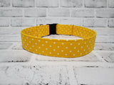 Yellow and White Polka Dots 1.5" XL  Buckle Dog Collar 18"-30"