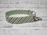 Candy Cane Stripes Green 1.5" Large Chain Martingale Collar 17"-24"