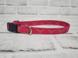 Pink and Gold Moroccan 5/8" Small Buckle Collar 10"-15"
