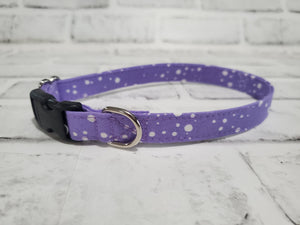 Purple and White Polka Dot 5/8" Small Buckle Collar 10"-15"