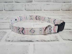 Pink and Grey Aztec 3/4" Medium Buckle Collar 12"-19"