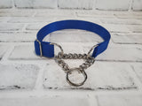Royal Blue 1" Medium Nylon Chain Martingale Collar 12"-19"