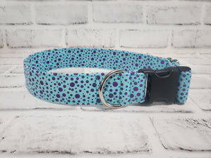 Blue and Purple Polka Dots 1.5" Large Buckle Collar 15"-24"