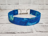 Blue Green Swirl 1.5" Large Chain Martingale Collar 17"-24"