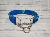 Blue Green Swirl 1.5" Large Chain Martingale Collar 17"-24"