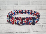 Red White and Blue Stars 1.5" Large Martingale Dog Collar 17"-24"