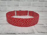 Red and White Polka Dot 1.5" Large Martingale Dog Collar 17"-24"