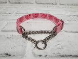 Pink Umbrella 5/8" X-Small Chain Martingale Collar  9"-11"