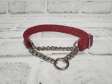 Vintage Red 5/8" X-Small Chain Martingale Collar  9"-11"
