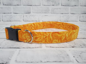 Orange Floral 1.5" XL  Buckle Dog Collar 18"-30"