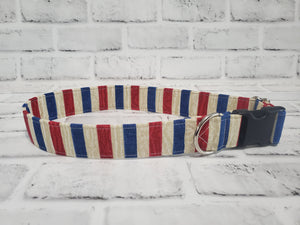 Patriotic Stripes 1.5" XL  Buckle Dog Collar 18"-30"