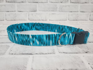 Teal Waves 1.5" XL  Buckle Dog Collar 18"-30"