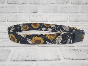 Sunflower Vintage 1.5" XL  Buckle Dog Collar 18"-30"