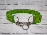 Green and Orange Polka Dot 1.5" XL Chain Martingale Collar 17"-28"