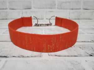 Orange and Gold 1.5" XL Chain Martingale Collar 17"-28"