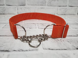Orange and Gold 1.5" XL Chain Martingale Collar 17"-28"