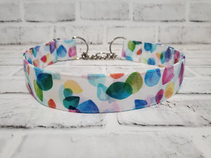 Watercolor Leaves 1.5" XL Chain Martingale Collar 17"-28"