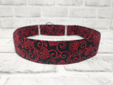 Black and Red Hollyhock 1.5" XL Martingale Collar 17"-28"
