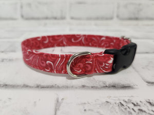 Red Swirl 5/8" X-Small Buckle Collar  7"-11"