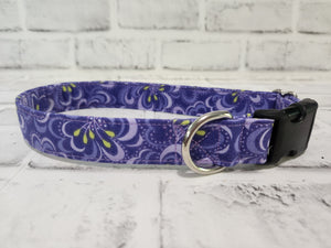 Purple Floral 1" Medium Buckle Collar 12"-19"