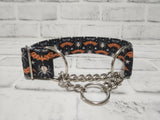Bats and Spiders 1.5" Medium Chain Martingale Dog Collar 12"-19"