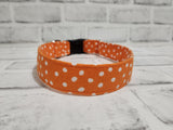 Orange and White Polka Dot 1" Medium Buckle Collar 12"-19"